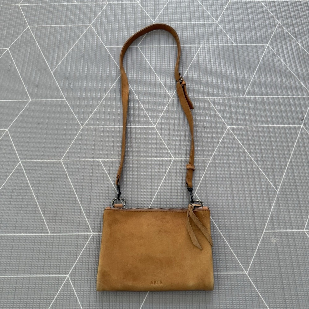 ABLE Martha Snap Crossbody‎ Leather Purse Cognac Handmade in Ethiopia